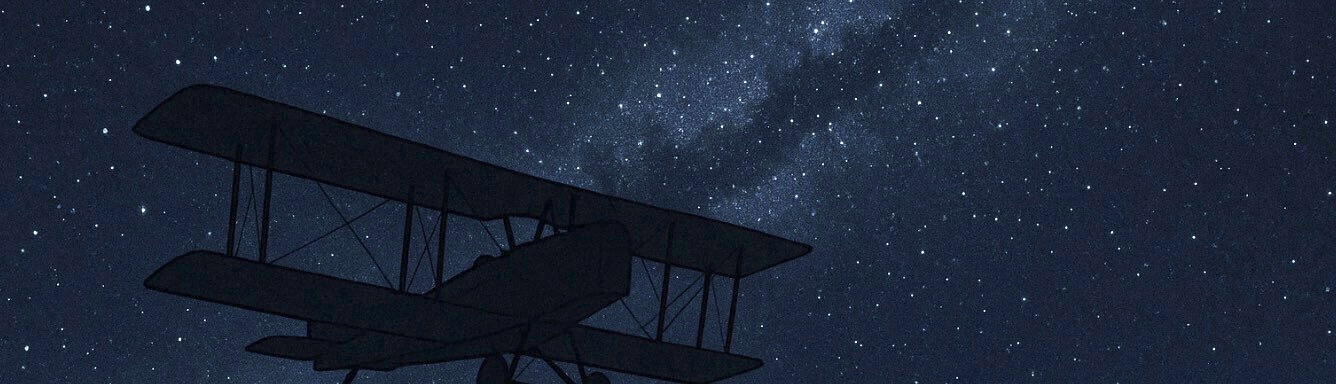 Night mail biplane (illustration)